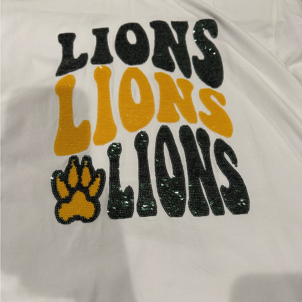 White T-Shirt with Lions Graphic